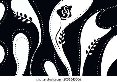 pattern  of modern flower, leave, figure with dots. abstract, modern background in a minimalist style. romantic art background  hand drawn.  for the  banner, cover,  your ideas. vector illustration