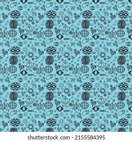 Pattern with modern geometric design on blue background, vector graphics, digital art