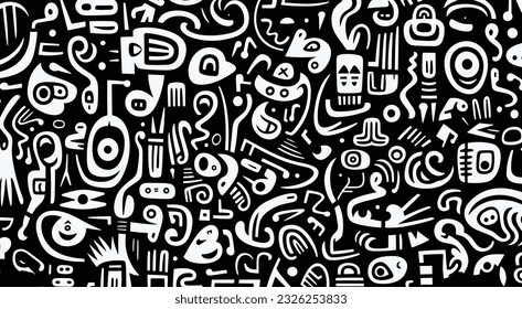 pattern for a modern style of art or design, in the style of playful doodles, primitivist style, symbolic iconography, bess hamiti, expressive calligraphy, johannes jan schoonhoven, mono-ha