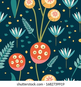 Pattern with modern stylish flowers. Endless texture for your design, greeting cards, announcements, posters.