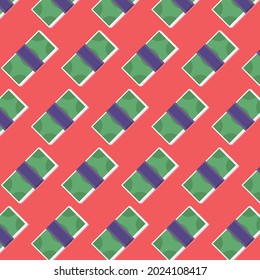 Pattern with money on a red background. Can be used as a background. Vector graphic eps 10.