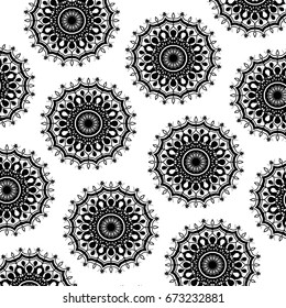 pattern monochrome abstract flower mandala vintage decorative ornament vector illustration