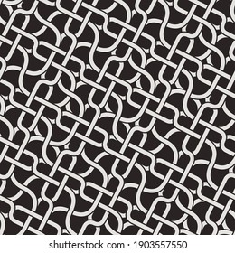 Pattern with monochrome bold curved stripes forming trendy lattice background. Abstract geometric vector design for textile, fabric and wrapping. Stylish vintage design for sun louver.