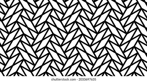 Pattern with monochrome bold intersecting stripes. Seamless Abstract geometric hexagonal background. Stylish geometric vector for sun louver, textile and wrapping. Trendy Decorative lattice design.