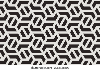 Muster mit einfarbigen, fett schneidenden Streifen. Nahtlos Abstrakter geometrischer, sechseckiger Hintergrund. Geometrisches Muster für Sonnencreme, Textilien und Umhüllung. Vektordekorative Gitterkonstruktion.