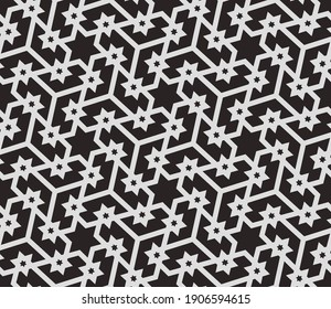 Pattern with monochrome bold stripes and stars. Abstract monochrome geometric vector drawing for textile, fabric and wrapping. Stylish design for sun louver. Seamless geometric background.