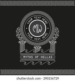Pattern monogram. Luxury elegant frame ornament line logo design vector illustration. Good for Royal sign, Restaurant, Boutique, Cafe, Hotel, Heraldic, Jewelry