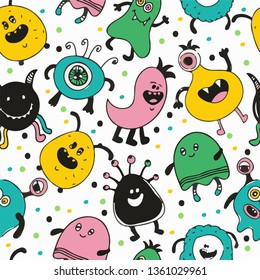 pattern with monsters and other unusual creatures