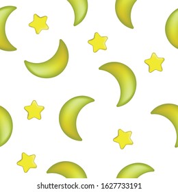 Pattern of a moon with stars. Children's image to decorate. Editable vector.
