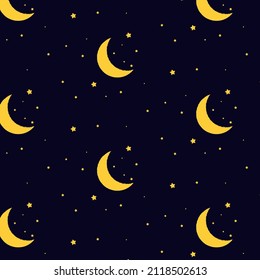 Pattern Moon and Stars . Vector . 