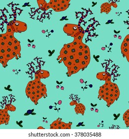pattern of moose and berries