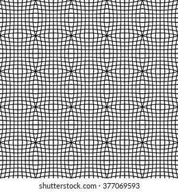 Pattern with mosaic of distorted squares of lines