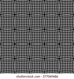 Pattern with mosaic of distorted squares of lines