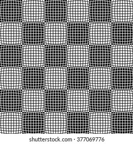 Pattern with mosaic of distorted squares of lines