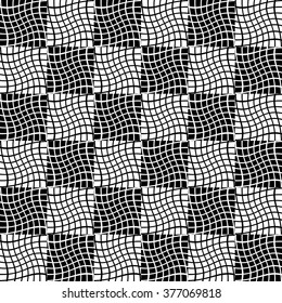 Pattern with mosaic of distorted squares of lines