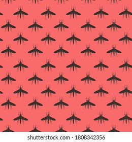 pattern with mosquitoes on a pink background