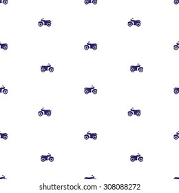 pattern of motorcycles. Seamless pattern with silhouettes of motorcycles located offset. Motorcycles dark blue, in the direction of the left and right. Background white.