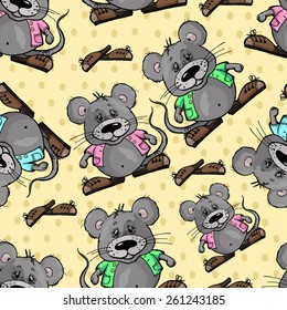 pattern with a mouse on a yellow background. vector