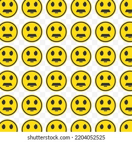 Pattern of moustache emoticonsin transparent background with mini doodle (icons). Vector Illustration