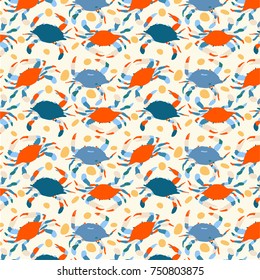 Pattern of moving colorful crabs.
