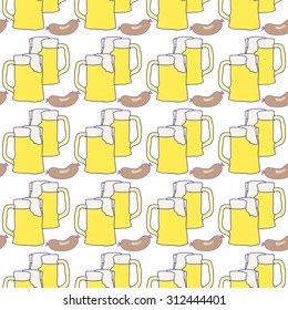 the pattern of mugs and sausages