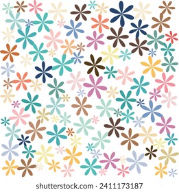 Pattern of multicolor asterisk flower isolated on white background vector illustration