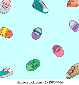 
Pattern multicolored baby shoes vector