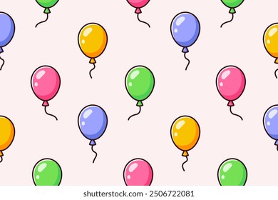 Pattern of multi-colored balloons. Holiday wrapping paper.
Vector illustration.