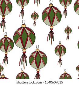 pattern multicolored christmas balls. Isolate on a white background. Vector.