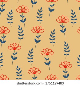 Pattern multicolored flowers on a yellow background	