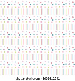 Pattern of multicolored geometric shapes on a white background, vector illustration