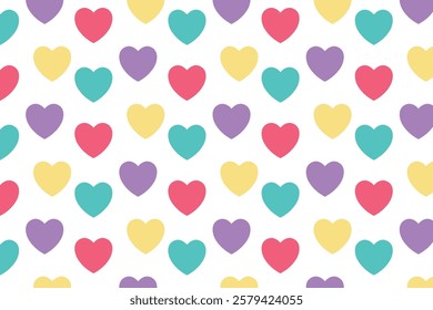 Pattern with multi-colored hearts. Autumn mushroom pattern. Ideal for children's projects, holiday cards, packaging, textiles and many other designs. Vector illustration.