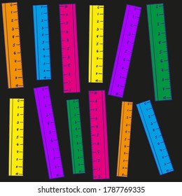 Pattern of multi-colored lines. Stock vector illustration on a black isolated background. For prints, fabrics, covers