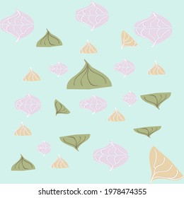 pattern with multi-colored marshmallows on a gentle blue background
