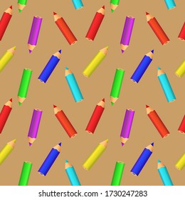 pattern, multi-colored pencils on brown the background