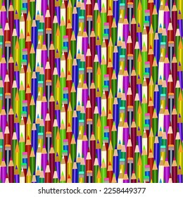 Pattern of multi-colored pencils.Vector pattern of colored pencils on a transparent background.