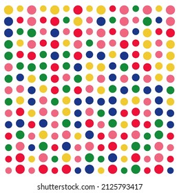Pattern in multi-colored polka dots. Retro inspired youthful polka dot pattern in candy colors 