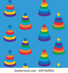 Patrón de pirámides multicolor sobre fondo monocromo. lindo juguetes para pequeños patrones de niños, diseño para niños