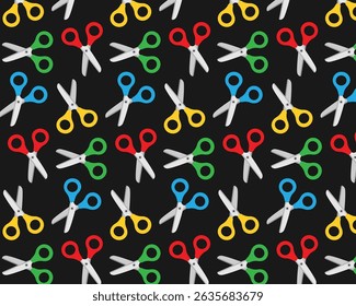 Pattern of multicolored scissors. Vector illustration.