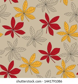 Pattern with multi-colored sprigs on a beige background