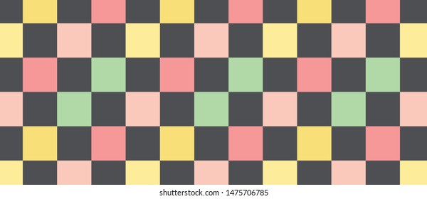 pattern with multicolored squares. Yellow pink black and green squares staggered