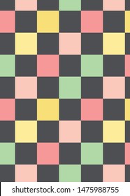 pattern with multicolored squares. Yellow pink black and green squares staggered