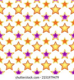 Pattern with multicolored stars. Big and small vector elements. For packaging, fabric and prints, stationery and scrapbooking, covers and brochures, holidays, baby products.