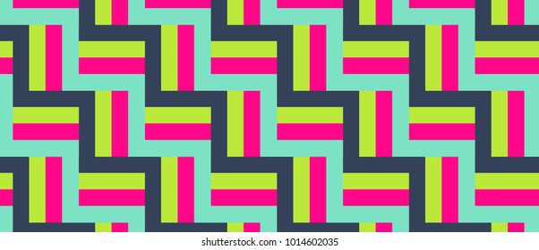 a pattern of multi-colored stripes (dark blue, light green, blue, pink)