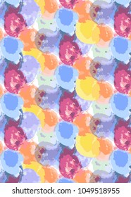 pattern with multicolored texture of watercolor with multi-colored circles