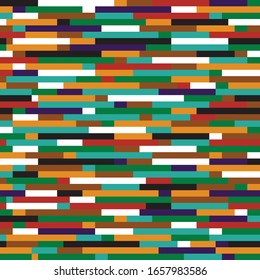 a pattern of multicolored variegated stripes: 
turquoise, yellow, green, red, white, black, brown