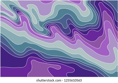 Pattern of multi-colored wavy lines. Relief of horizontals in blue