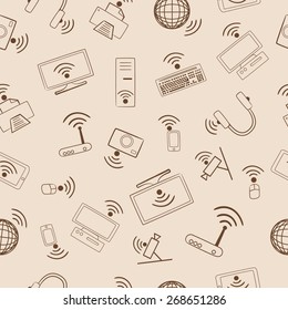 Pattern multimedia devices Wi Fi. Seamless pattern.
