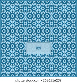 pattern of multiple unique gears with monochrome blue style
