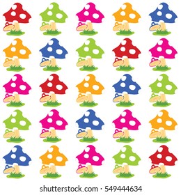 pattern of mushroom cartoon set illustration art on white background